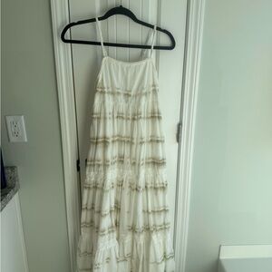 Aerie Cream and Brown Maxi Dress